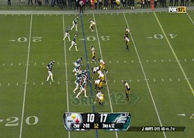 T.J. Watt nearly strips Hurts on second sack vs. Eagles