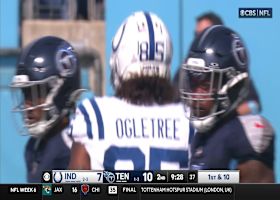 Flacco fires and finds Ogletree who trots up field for a 22-yard reception