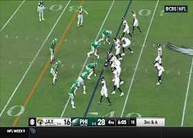 Josh Sweat hangs on to Lawrence for his second sack vs. Jags