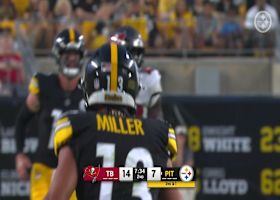 Scotty Miller slides following 23-yard reception against former team